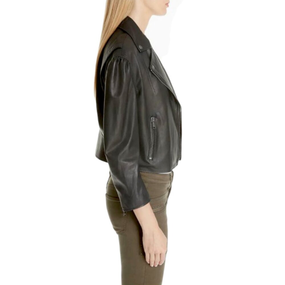 Brand New with Tag Joie Black Leather Jacket Classic and Versatile Style - Picture 6 of 16
